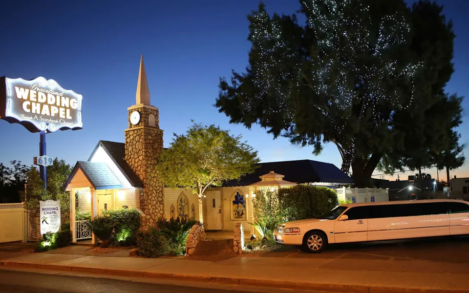 Exterior de Graceland Wedding Chapel, Las Vegas · archivo 2019